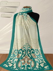 Green Damask Chiffon Scarf