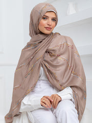 Embroidered Modal- Coffee