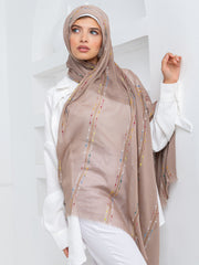 Embroidered Modal- Coffee