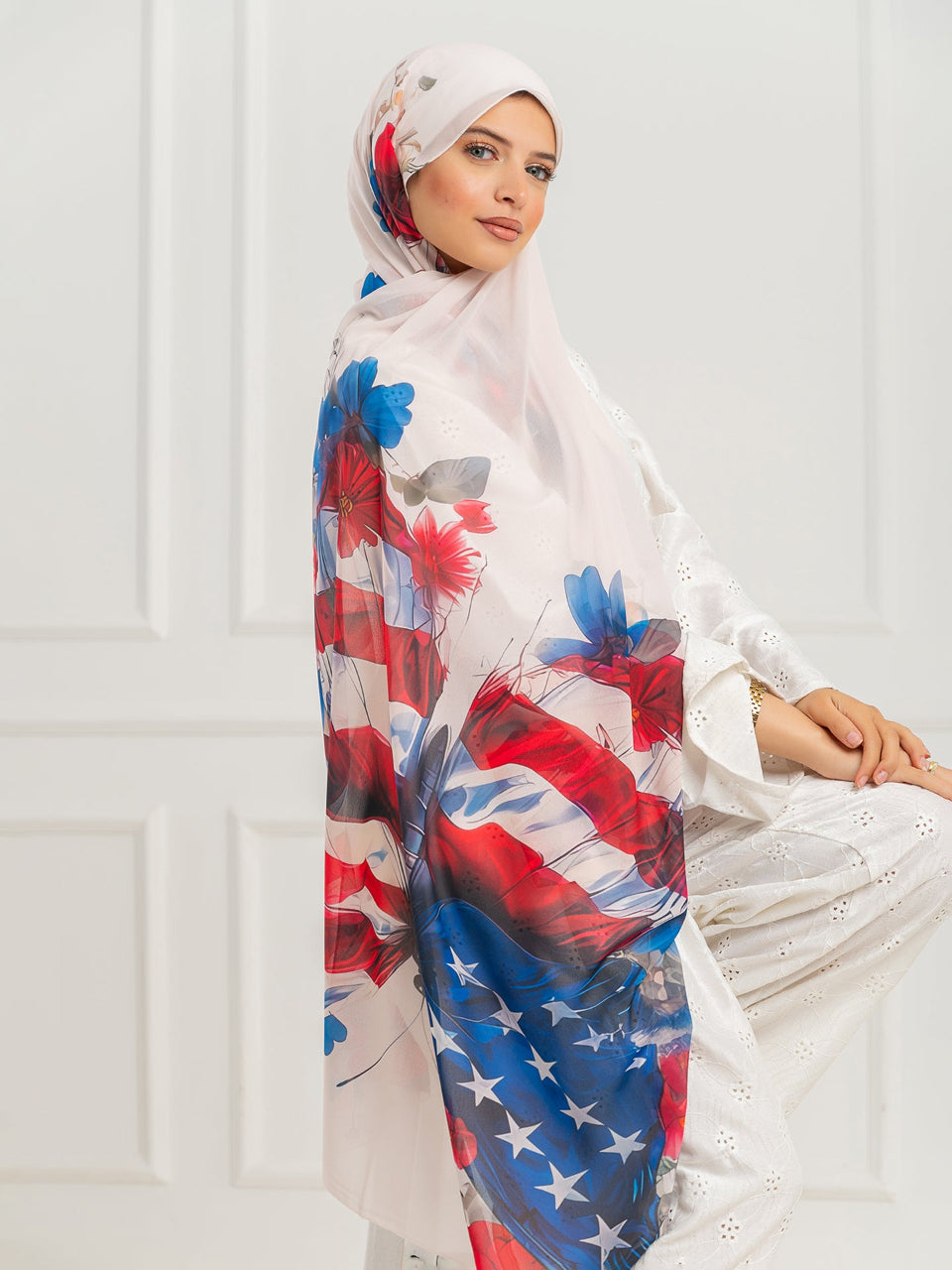 Hijab Scarf US flag art shop hijab online