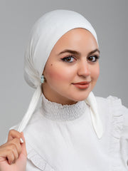 Tie Back Bonnet - Half White