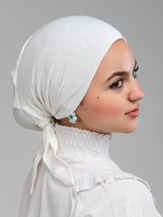 Tie Back Bonnet - Half White