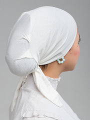 Tie Back Bonnet - Half White