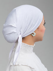 Tie Back Bonnet - White