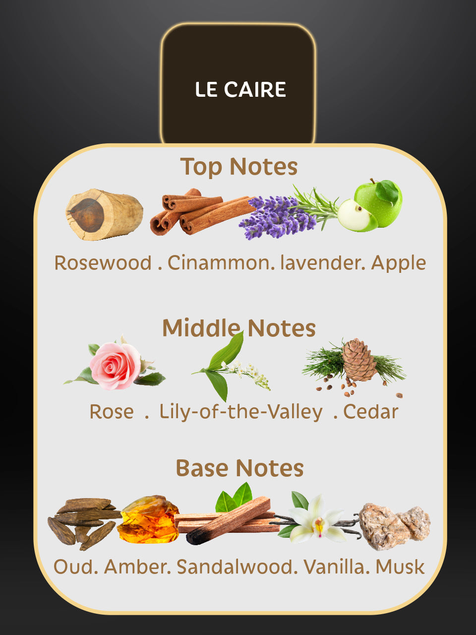 Le caire perfumes by Misk rosewood oud amber sandalwood vanilla musk