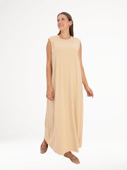 Sleeveless Basic Dress - Beige