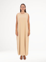 Sleeveless Basic Dress - Beige