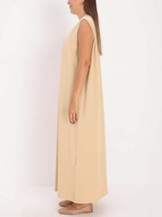 Sleeveless Basic Dress - Beige